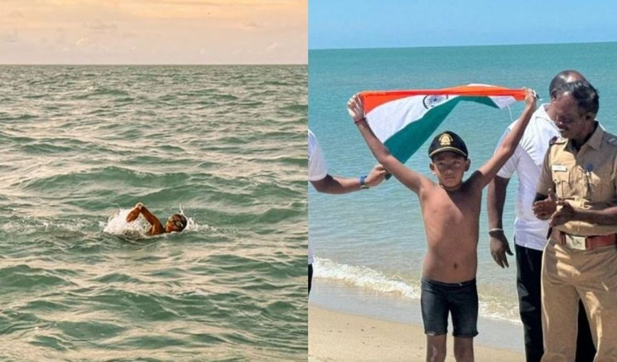 7 साल के ईशांक ने 29 किमी तैरकर बनाया रिकॉर्ड, पाल्क स्ट्रेट पार करने वाले सबसे युवा