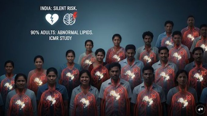 भारत में 10 में से लगभग 9 वयस्कों में असामान्य ब्लड लिपिड स्तर, हृदय रोग और स्ट्रोक का बढ़ा खतरा
