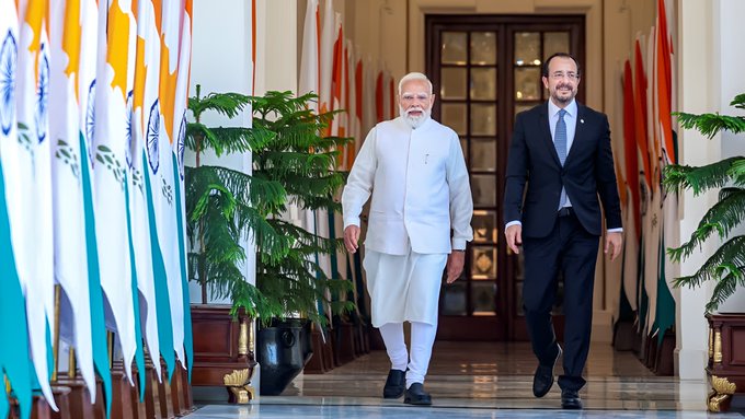 भारत-साइप्रस संबंध बने &lsquo;स्ट्रैटेजिक पार्टनरशिप&rsquo;, पीएम मोदी ने राष्ट्रपति क्रिस्टोडौलिडिस से की वार्ता