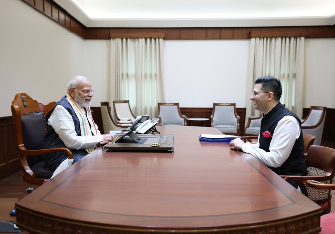 बीजेपी सांसद राघव चड्ढा ने पीएम मोदी से की मुलाकात, बातचीत को बताया विस्तृत और ज्ञानवर्धक